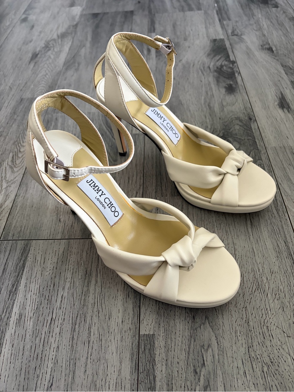 Jimmy Choo Women's Ivory Bridal Rosie 120 Leather Sandals Shoes Size 38 EU - Picture 4 of 11